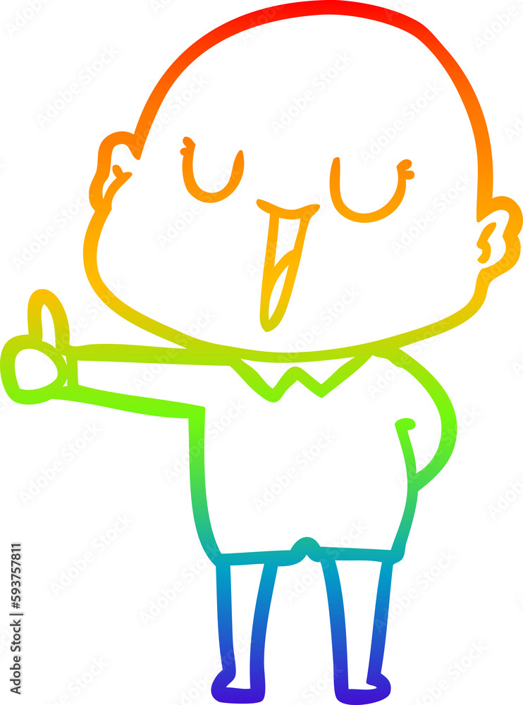rainbow gradient line drawing happy cartoon bald man rainbow gradient line drawing happy cartoon bald man