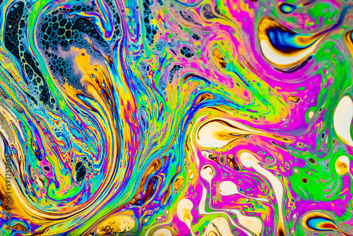 Conceptual abstraction with streams of multicolored paints.