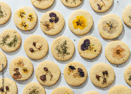 Edible flower cookies photo