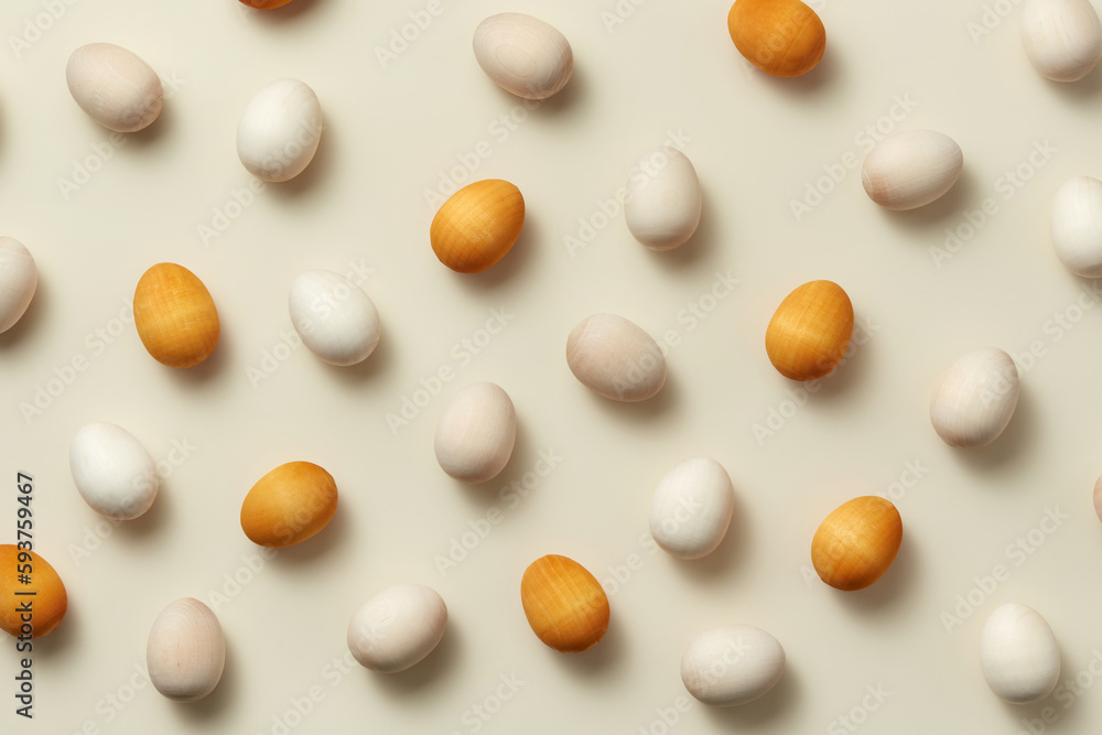 Natural and golden Easter eggs made from wood. Natural and golden Easter eggs made from wood.