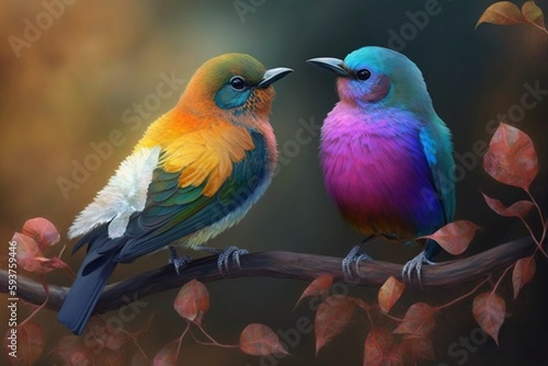 Two Beautiful bird. Generative AI