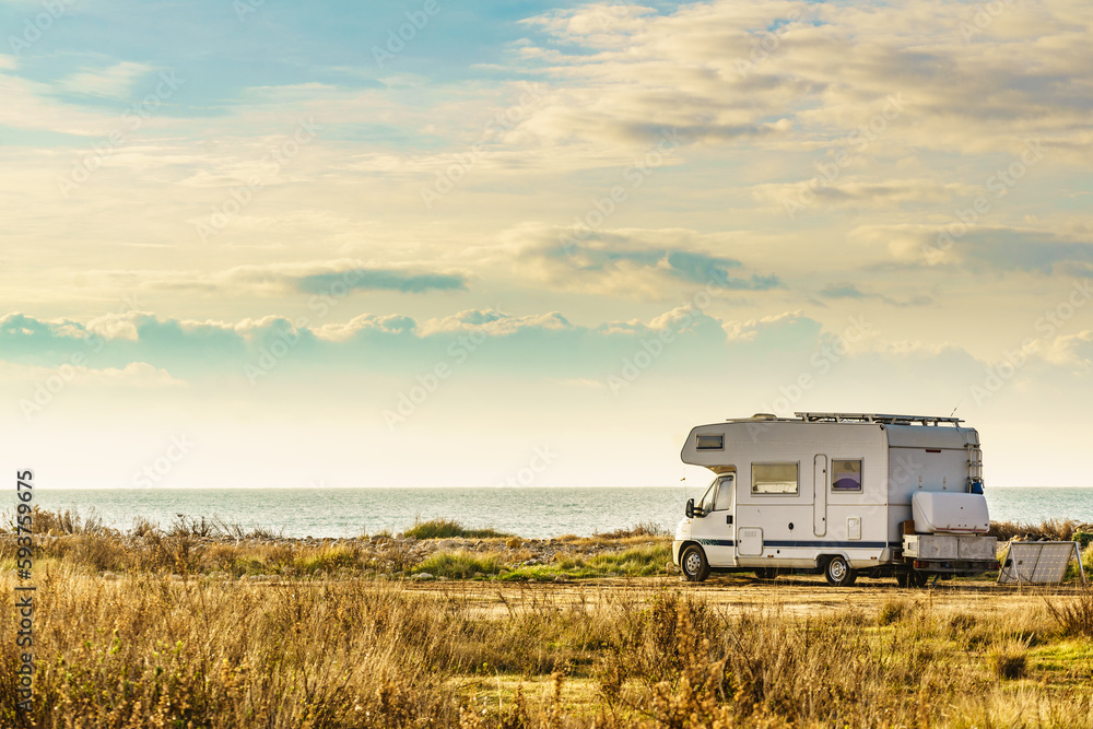 Caravan camping on seacoast