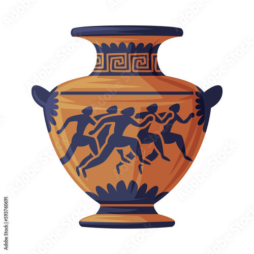 Clay or Ceramic Ornamental Vase as Greece Object and Traditional Cultural Symbol Vector Illustration