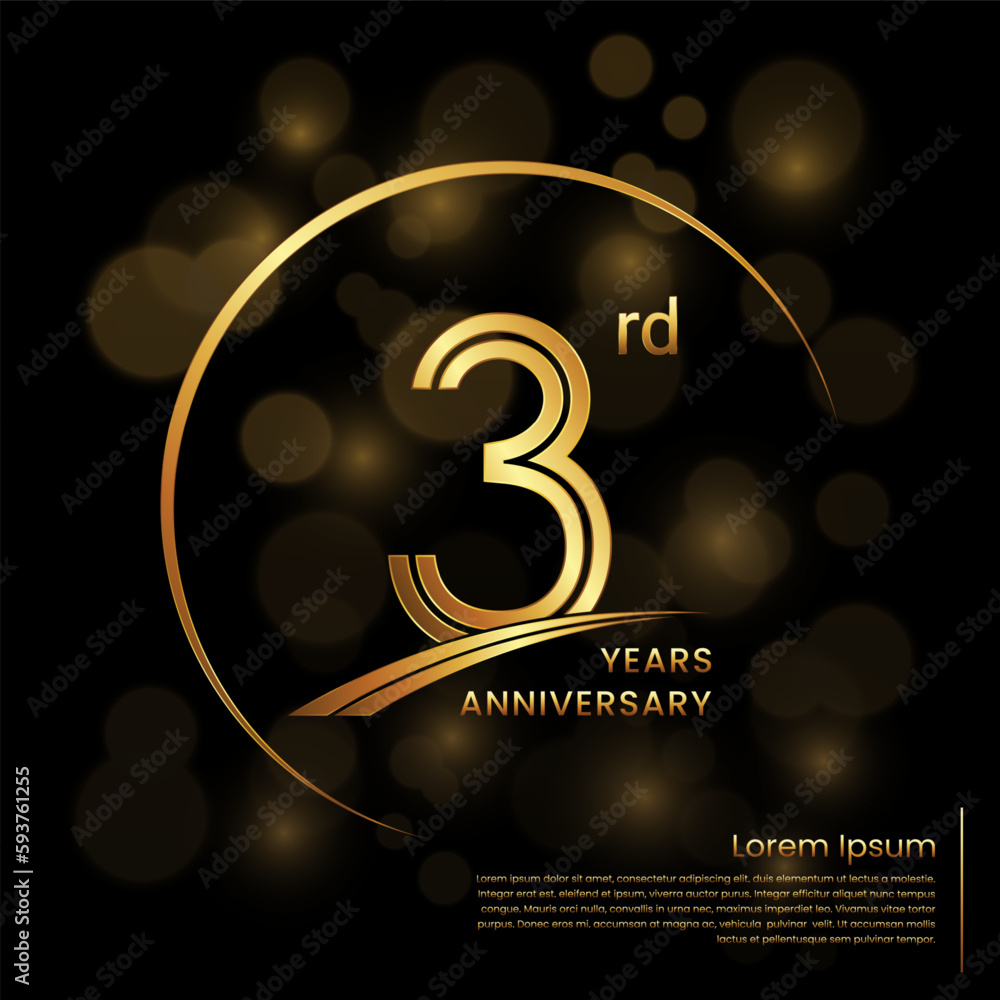3rd Anniversary logo design with double line numbers. Golden anniversary template. Vector Logo Template 3rd Anniversary logo design with double line numbers. Golden anniversary template. Vector Logo Template