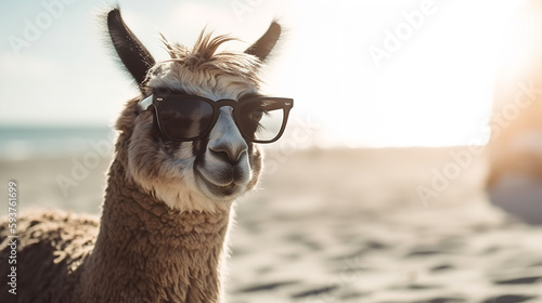 portrait of a llama with a smile photo