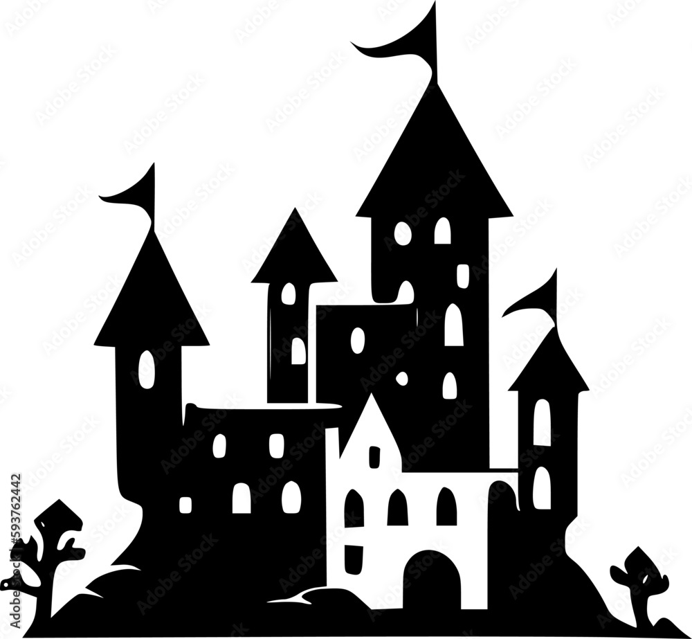 Castle - Black and White Isolated Icon - Vector illustration Castle - Black and White Isolated Icon - Vector illustration