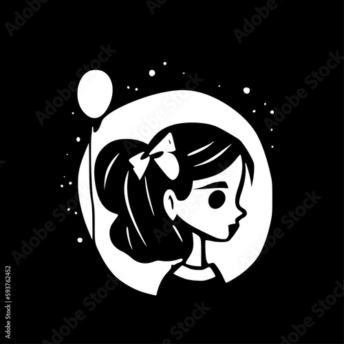 Birthday Girl - Black and White Isolated Icon - Vector illustration