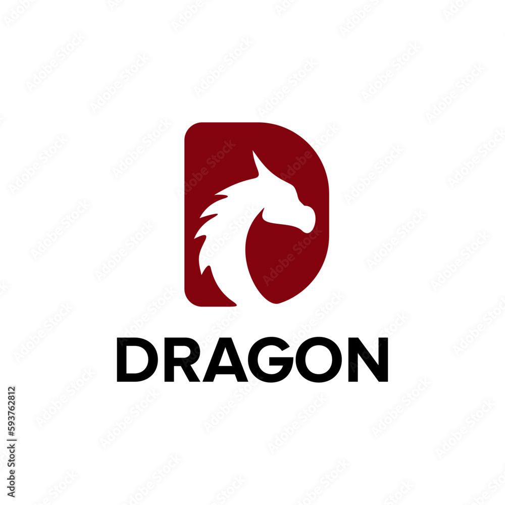 D letter dragon head logo design D letter dragon head logo design