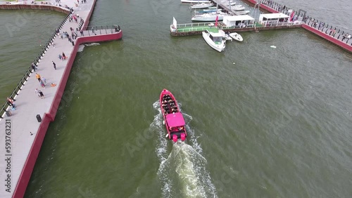 Speed boat on the Sea of Azov in the city of Mariupol photo