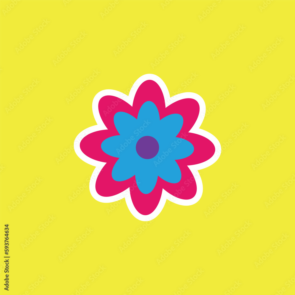 modern playful Y2K flower. Hippie trendy flower card modern playful Y2K flower. Hippie trendy flower card