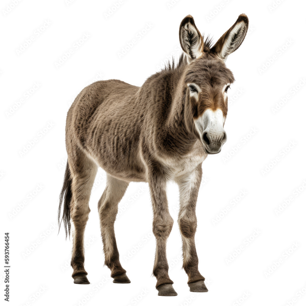 Donkey isolated transparent background. Generative AI Donkey isolated transparent background. Generative AI