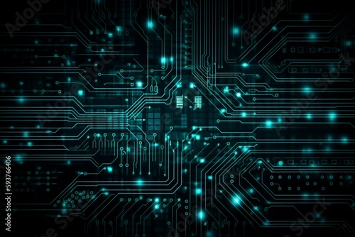 Technology circuit board texture background. Abstract circuit board banner wallpaper. AI generative