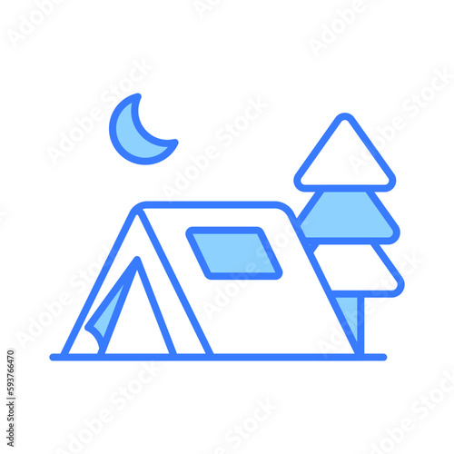 A temporary shelter made of fabric and designed for outdoor camping, providing protection from the elements and a place to sleep