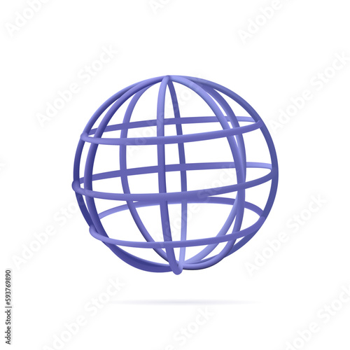 3D globe icon. Planet map globe 3D icons. Vector earth symbol for web, world globus pictograms, traveler wide geography
