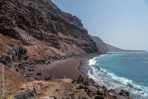 Verodal Beach, beautiful volcanic stones on the coast of El Hierro Island. Canary Islands photo