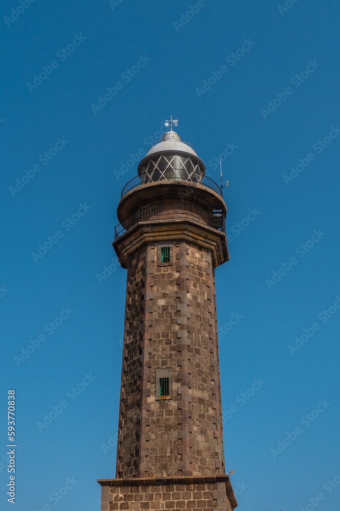 Tower of the beautiful Orchilla lighthouse on the southwest coast of El Hierro. Canary Islands