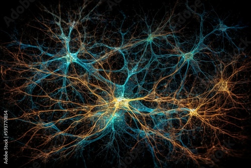 illustration of neuronal Neural Networks. AI generative