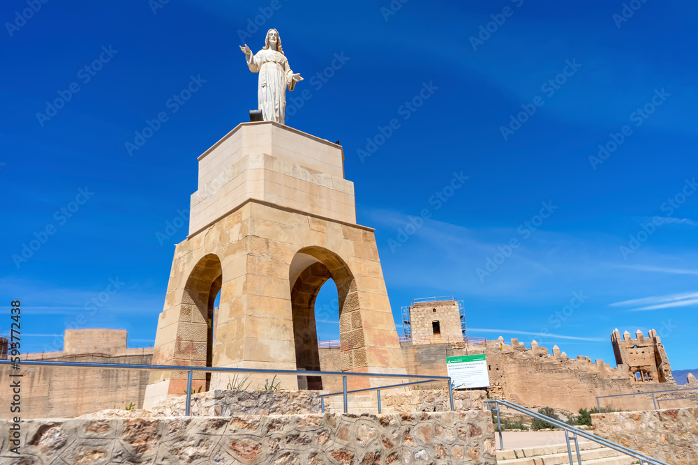Cerro San Cristobal monument in Almeria, Spain on March 19, 2023
