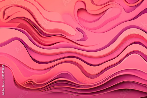 Abstract pink background with wavy paper lines and layers, created with Generative AI