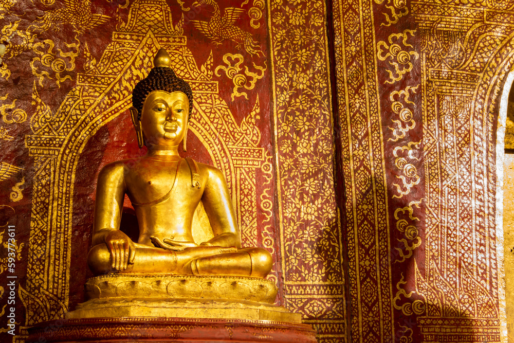The Phra Buddha Sihing statue in the Viharn Lai Kham at Wat Phra Singh , Chiang Mai , Thailand