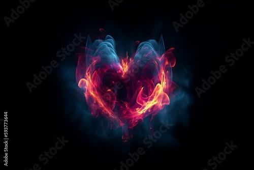 Radiant Flames of Love  A Fiery Heart Wallpaper in Colorful Light  Generative AI