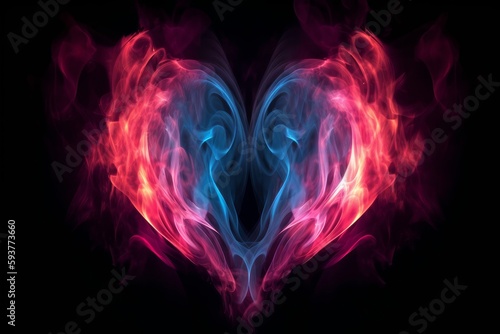 Radiant Flames of Love  A Fiery Heart Wallpaper in Colorful Light  Generative AI