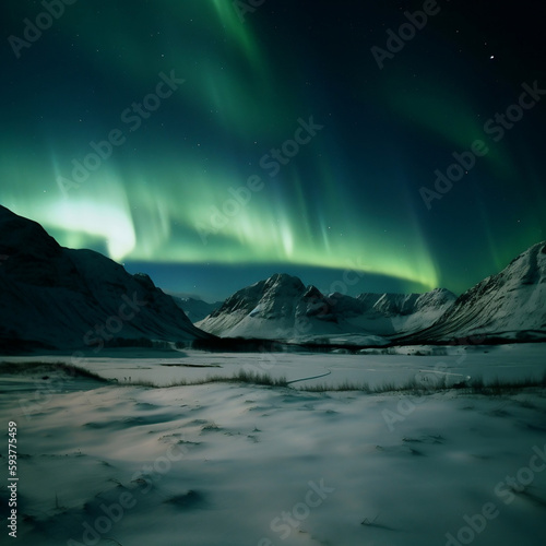 Northern lights over the mountains