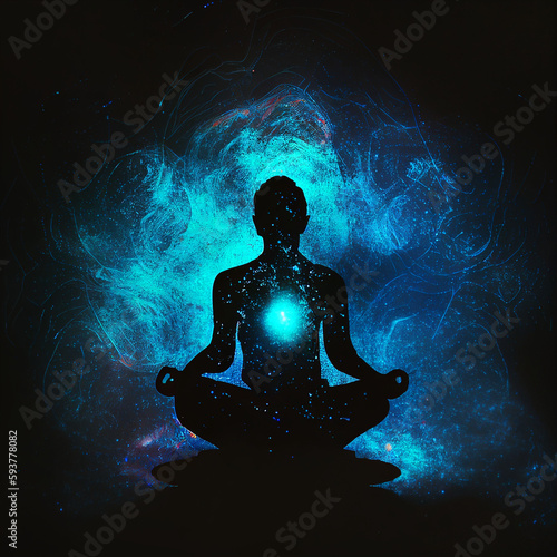 Meditative image, person meditating, mystical inspiration, chakra, spiritual practice