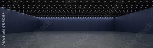 Empty exhibition hall center, convention hall for expo fair trade show booth, 3D rendering.