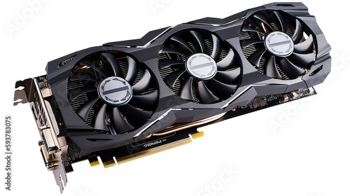 PC gaming graphics display card isolated on transparent background