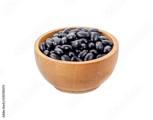 Black beans in  bowl  on white background