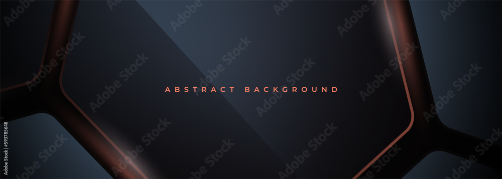 Dark gray and orange hexagonal technology abstract vector background ...