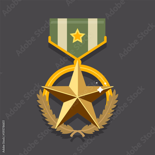 military medal star on a dark background. flat vector illustration.