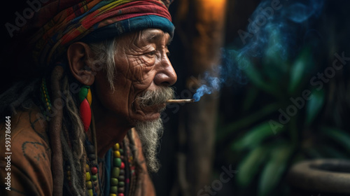 Elderly hippie smokes created with generative AI technology © Neuroshock
