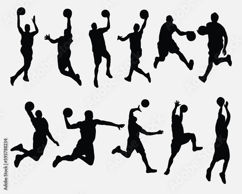 Vector set of Basketball players silhouettes, Basketball silhouettes