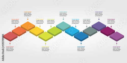 square chart template for infographic for presentation for 13 element