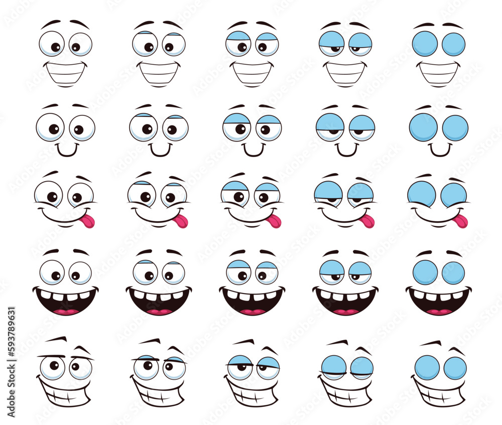 Cartoon giggle face and blink eye animation of emoji icon or emoticons ...