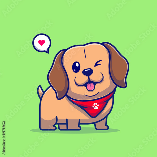 Cute Labrador Dog Smile Cartoon Vector Icon Illustration. Animal Nature Icon Concept Isolated Premium Vector. Flat Cartoon Style