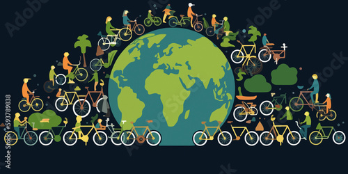 Flat illustration celebrating World Bicycle Day