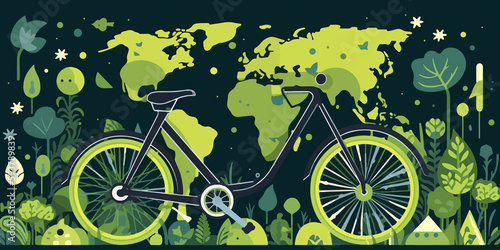 Flat illustration celebrating World Bicycle Day