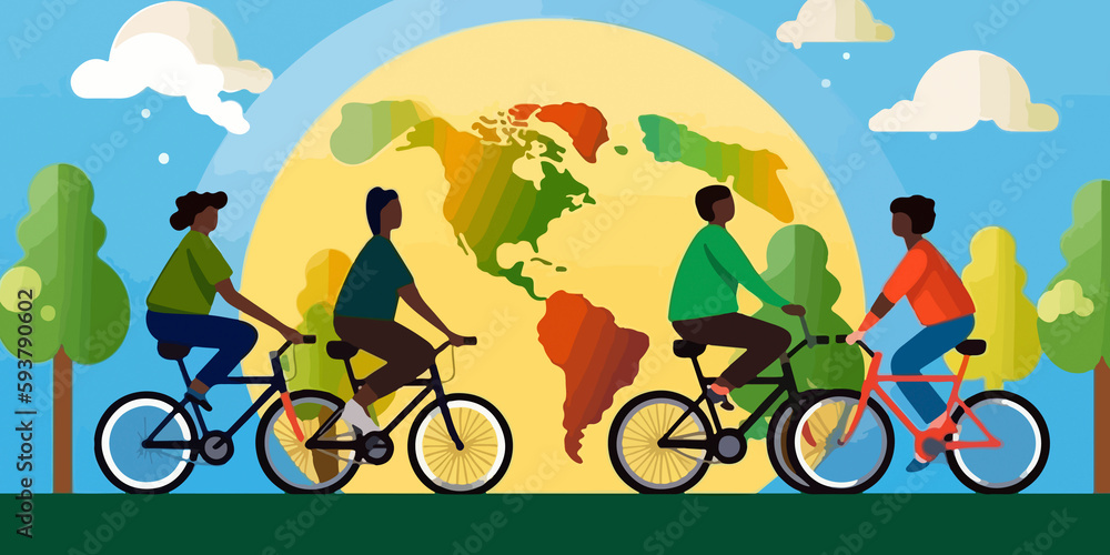 Fototapeta premium Artistic representation of World Bicycle Day concept