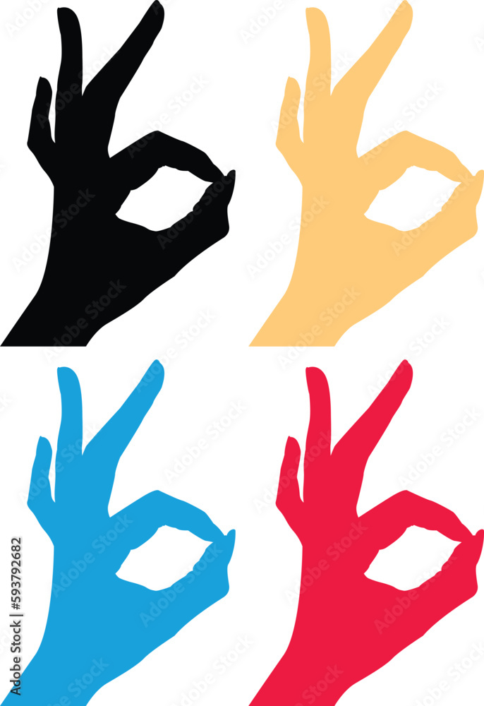 Set of ok hand sign flat vector design Set of ok hand sign flat vector design