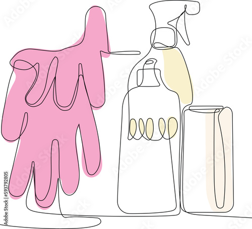 Home cleaning service landing page design concept, illustration of janitors with cleaning tools. Vector illustration