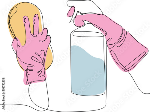 Home cleaning service landing page design concept, illustration of janitors with cleaning tools. Vector illustration