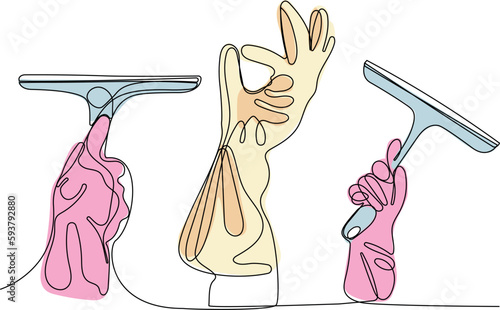 Home cleaning service landing page design concept, illustration of janitors with cleaning tools. Vector illustration
