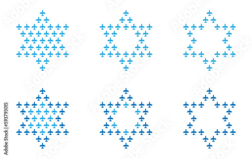 Vector Illustration with airplanes shaped by the Star of David on white background.