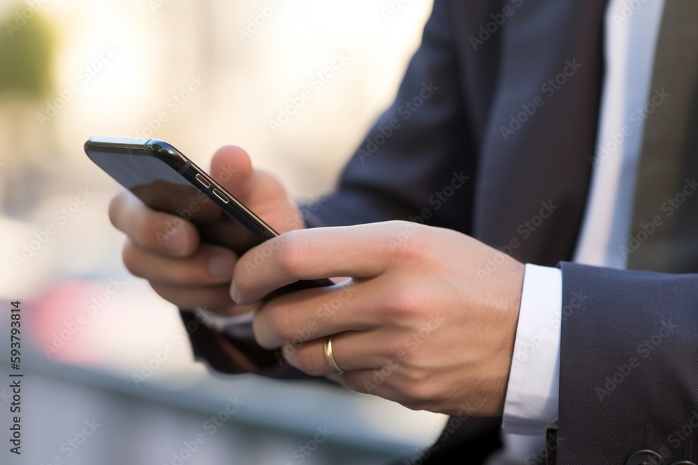 a bisness man is surfing internet on smartphone. Generative ai a bisness man is surfing internet on smartphone. Generative ai