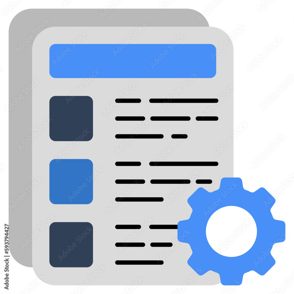 Paper with gear showcasing list management icon Paper with gear showcasing list management icon