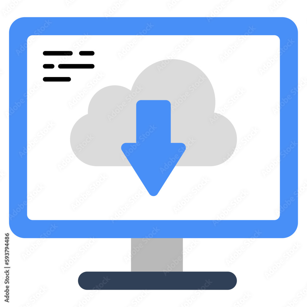 Conceptual flat design icon of cloud download Conceptual flat design icon of cloud download