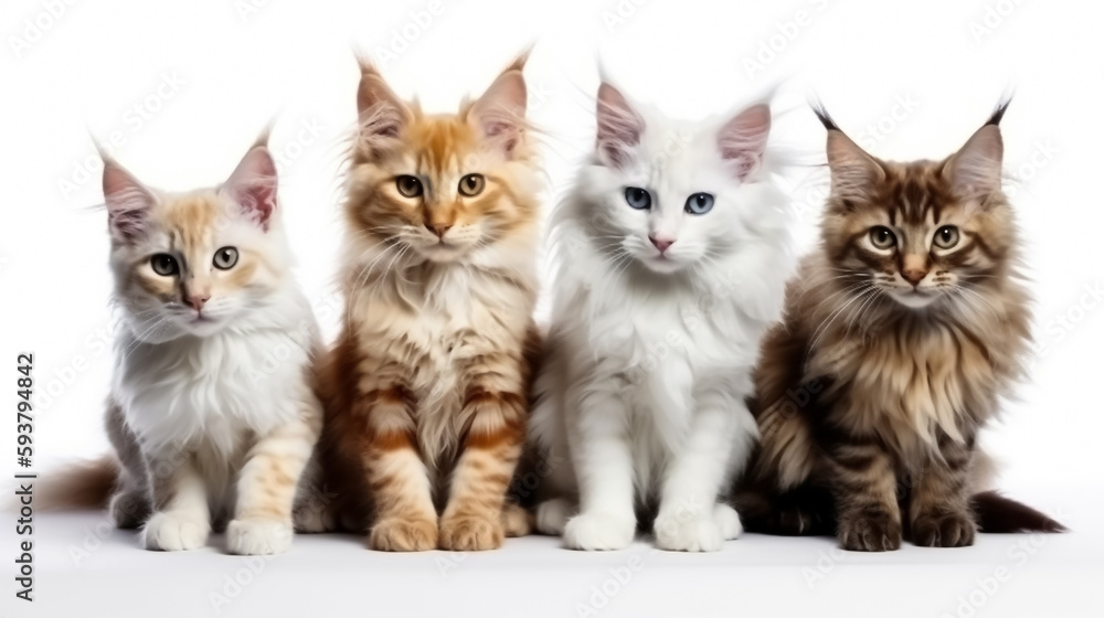 group of kittens isolated